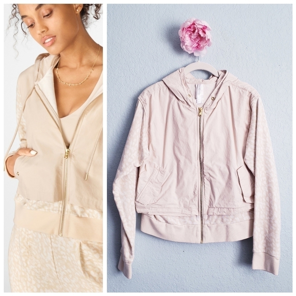 Fabletics Cream Leopard Print Lisi Boxy Jacket